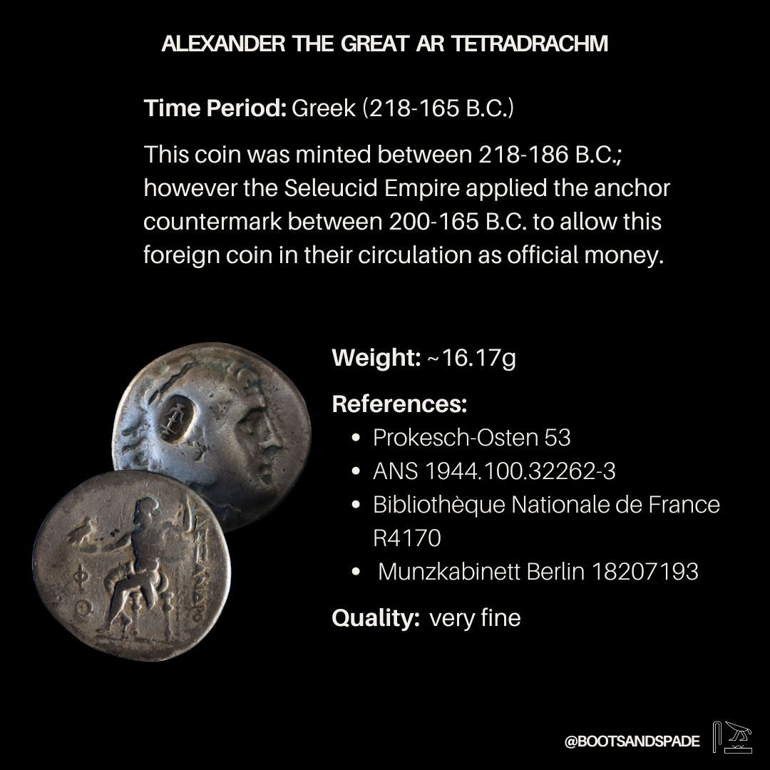 Alexander the Great Silver Tetradrachm with Rare Seleucid Countermark